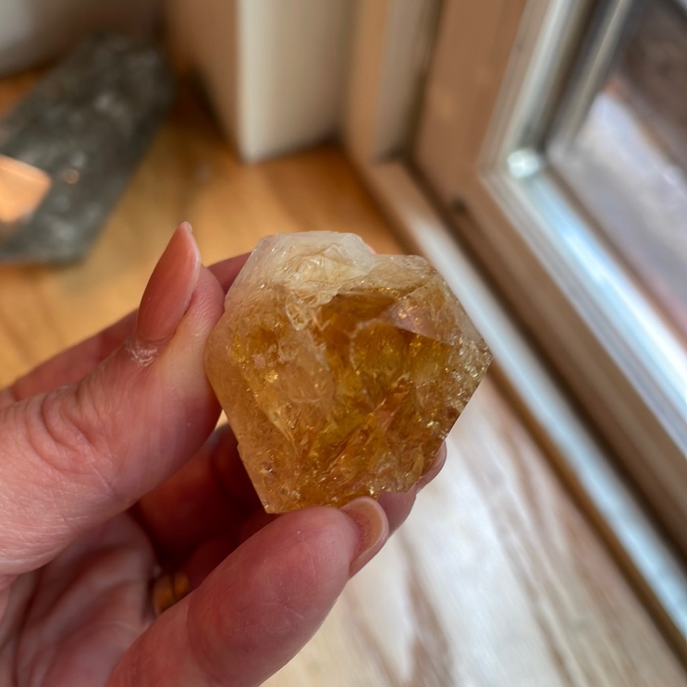 Citrine point with rainbows!